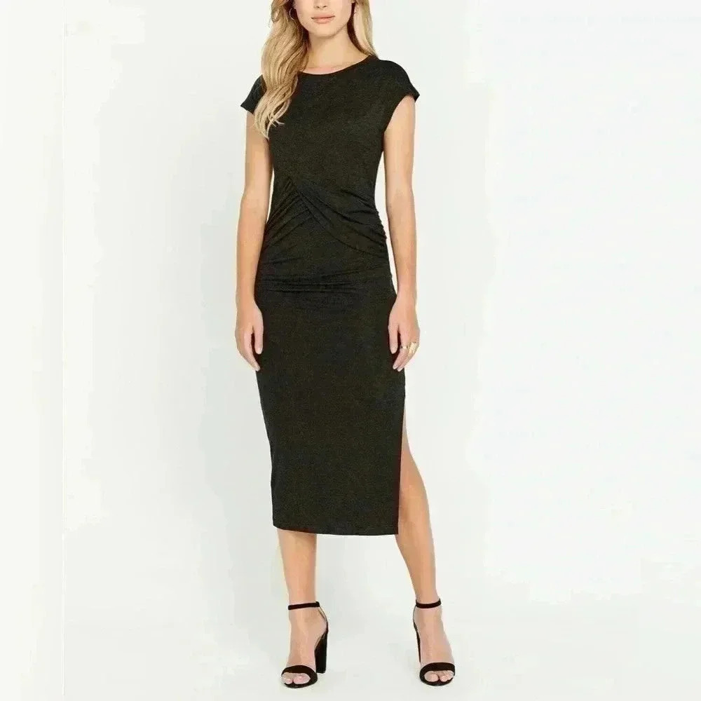 Buffalo David Bitton Bon Chic Maxi Dress Midi Charcoal Grey Black Size XS NWT